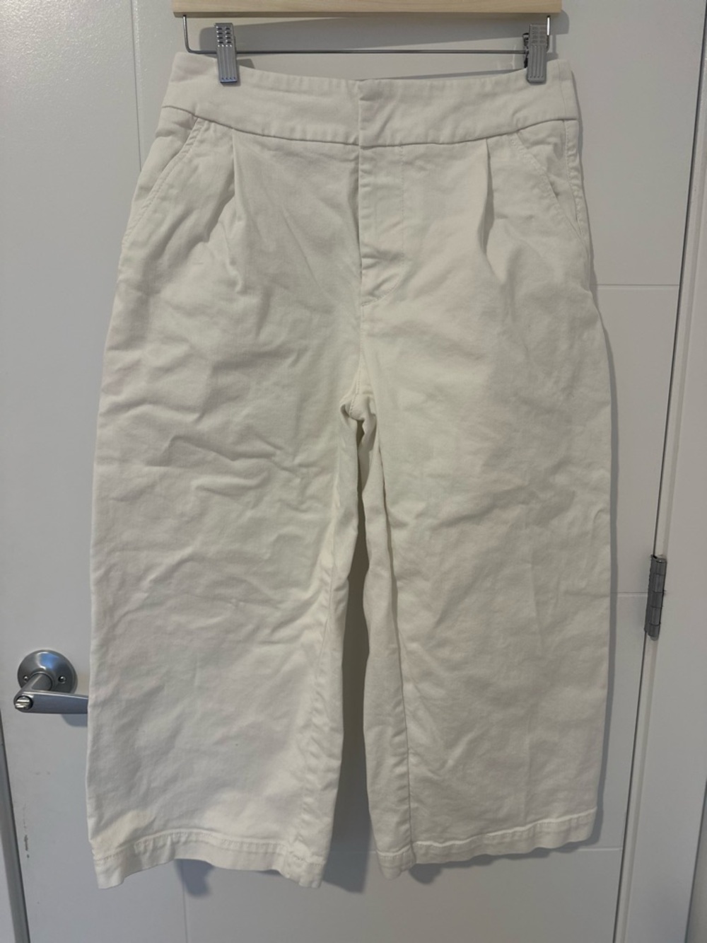 Marni Made in Italy White Wide Leg Cotton Capri Pants IT40 High Waist Designer